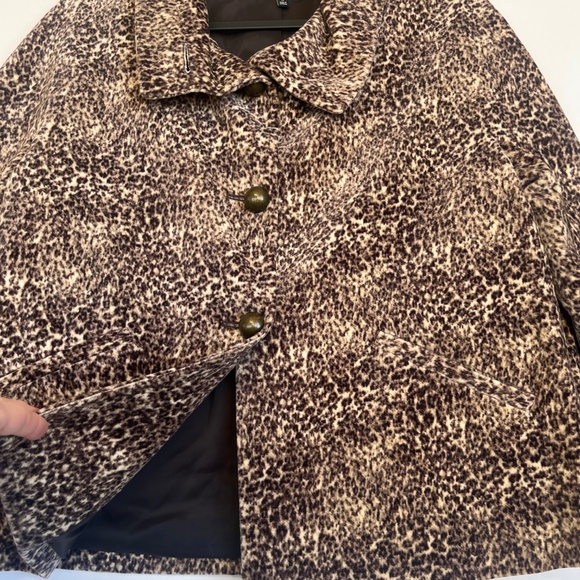 Talbots Velvet Animal Print Lined Jacket Large Accent Buttons Sz 10 Mob Wife - Picture 9 of 11
